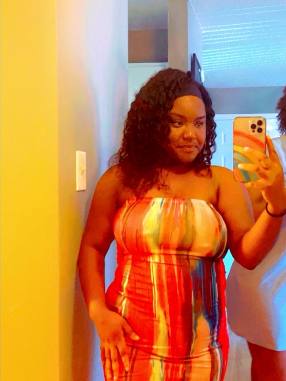 Colorful Strapless Women’s Tube Top Dress - Red Multi